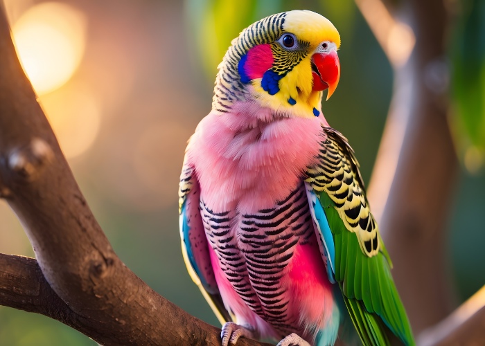 Vibrant parakeet on a branch